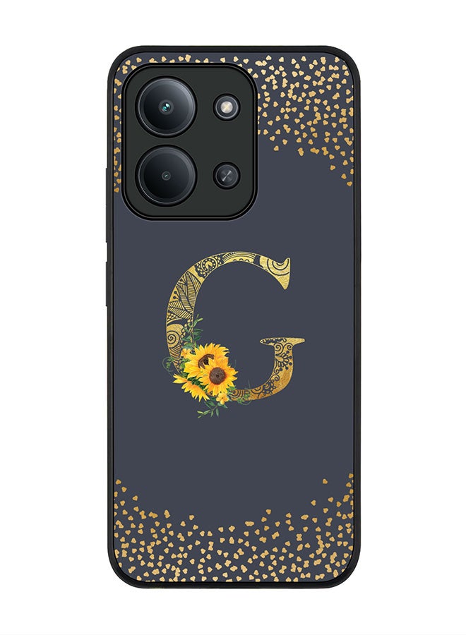 For Xiaomi Poco C85 4G Case,Slim fit Camera Protection, Shockproof Thin Phone cover  - Custom Floral Monogram - G  (Grey )